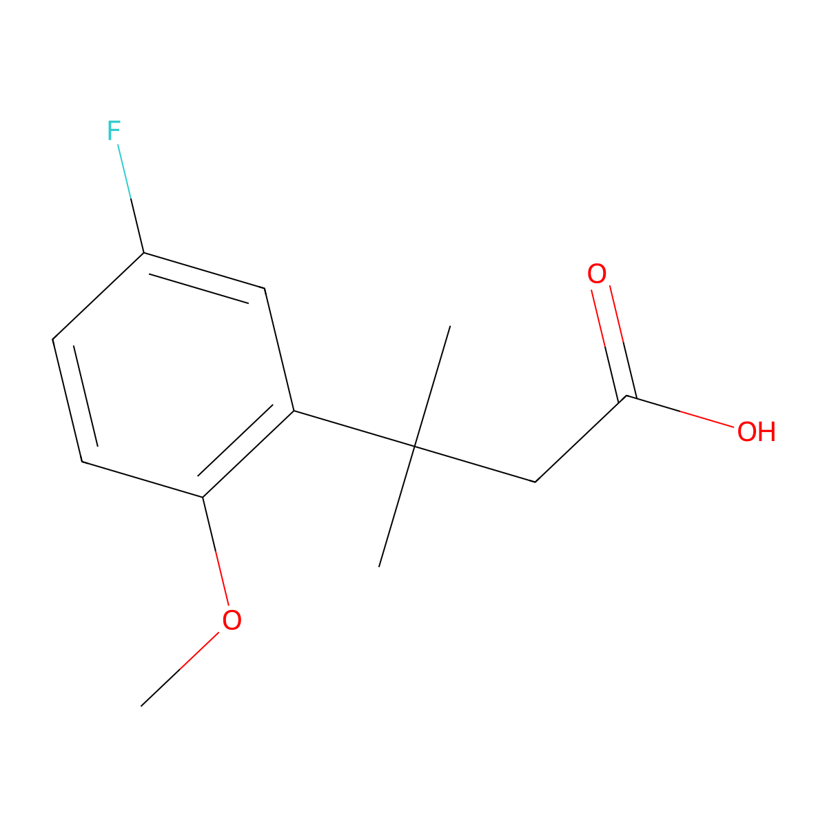 3-(5-Fluoro-2-methoxyphenyl)-3-methylbutanoic acid molecular structure, CAS 1226235-15-9