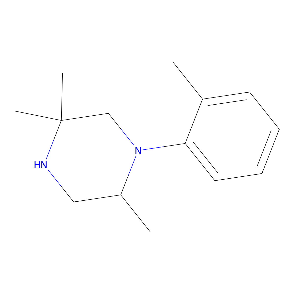2,5,5-Trimethyl-1-(2-methylphenyl)piperazine molecular structure, CAS 1226235-83-1