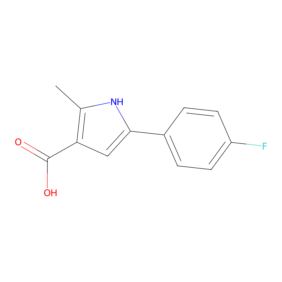 5-(4-fluorophenyl)-2-methyl-1H-pyrrole-3-carboxylic acid molecular structure, CAS 1226237-47-3