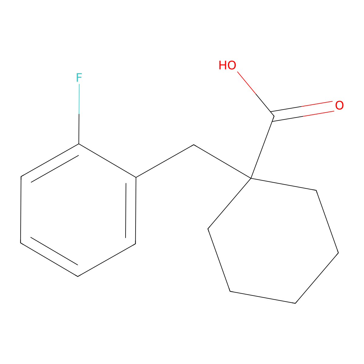 1-((2-Fluorophenyl)methyl)cyclohexane-1-carboxylic acid molecular structure, CAS 1226238-78-3