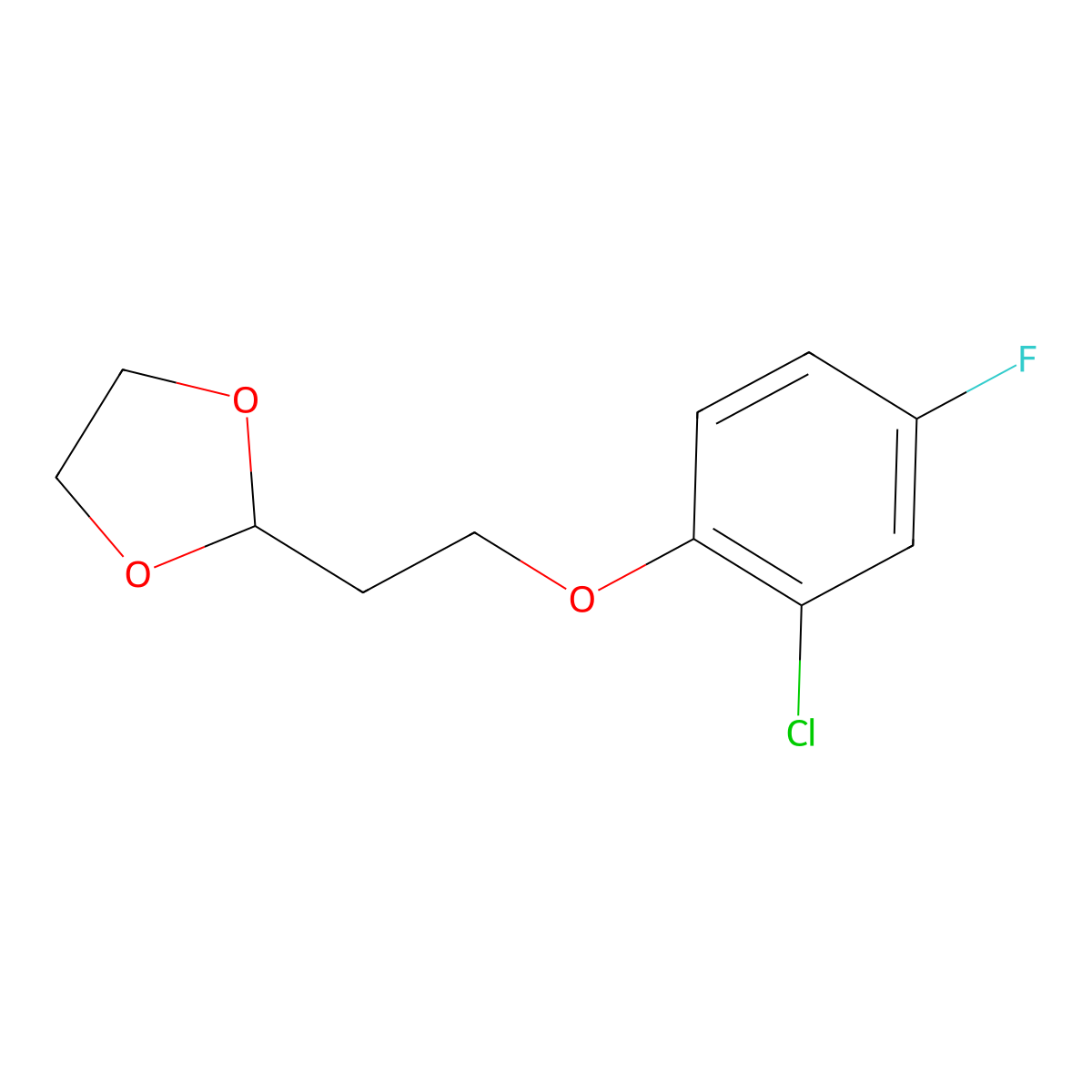 2-(2-(2-Chloro-4-fluorophenoxy)ethyl)-1,3-dioxolane molecular structure, CAS 1226239-43-5