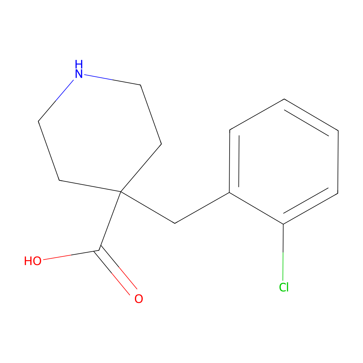 4-[(2-Chlorophenyl)methyl]piperidine-4-carboxylic acid molecular structure, CAS 1226242-05-2