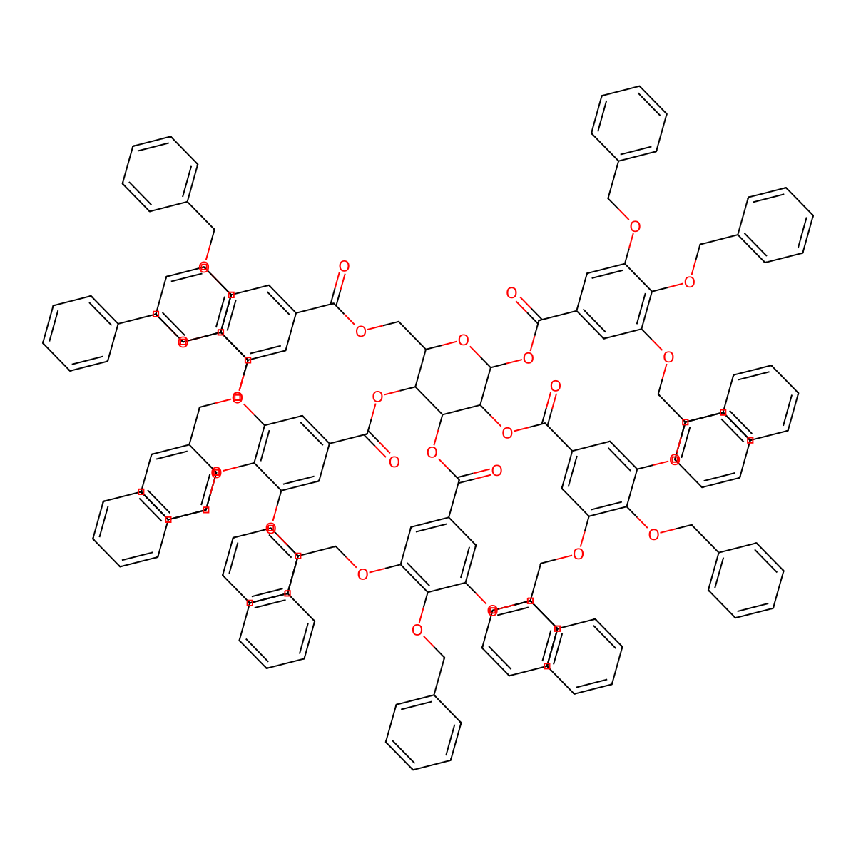 1,2,3,4,6-Penta-O-(3,4,5-tri-O-benzylgalloyl)-b-D-glucopyranose molecular structure, CAS 122625-60-9