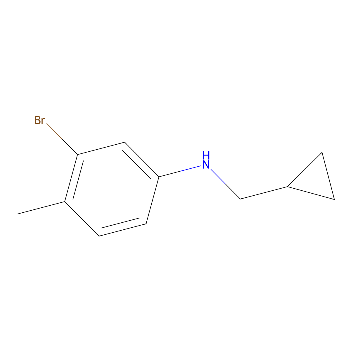 3-bromo-N-(cyclopropylmethyl)-4-methylaniline molecular structure, CAS 1226261-56-8