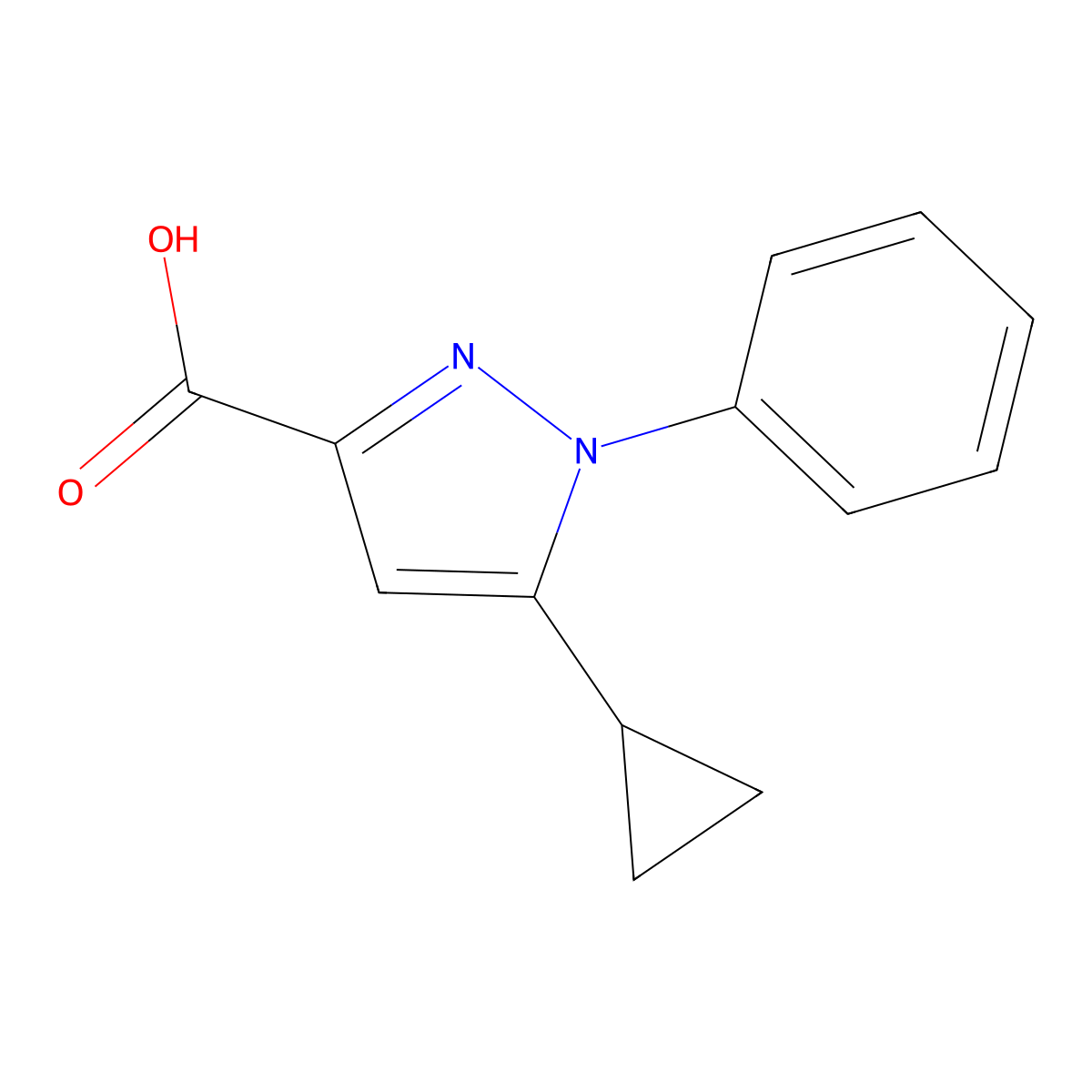 5-cyclopropyl-1-phenyl-1H-pyrazole-3-carboxylic acid molecular structure, CAS 1226264-92-1