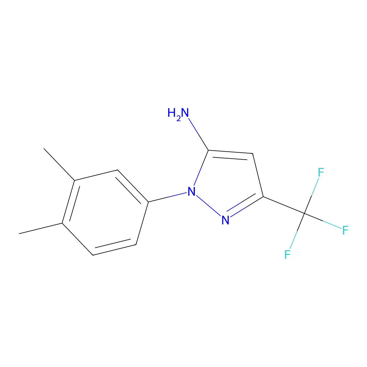 1-(3,4-dimethylphenyl)-3-(trifluoromethyl)-1H-pyrazol-5-amine molecular structure, CAS 1226268-82-1