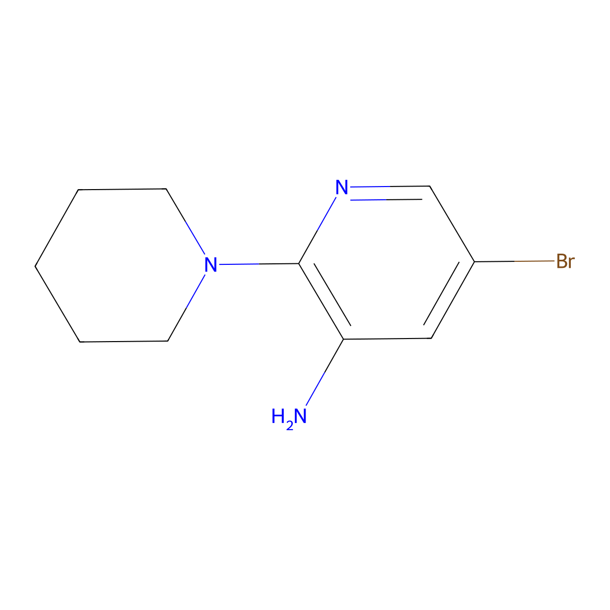 5-Bromo-2-(piperidin-1-yl)pyridin-3-amine molecular structure, CAS 1226271-22-2
