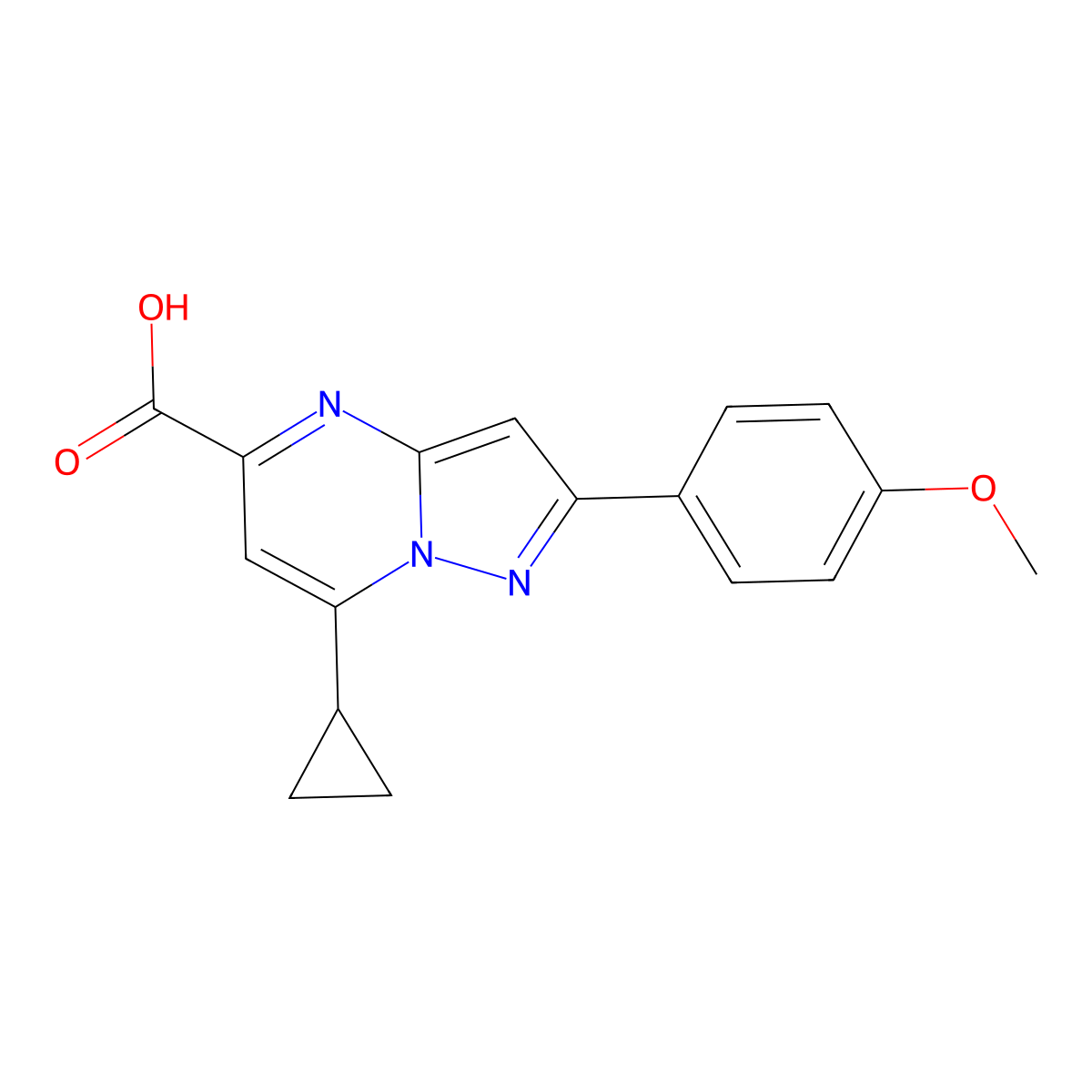 7-Cyclopropyl-2-(4-methoxyphenyl)pyrazolo[1,5-a]pyrimidine-5-carboxylic acid molecular structure, CAS 1226291-58-2