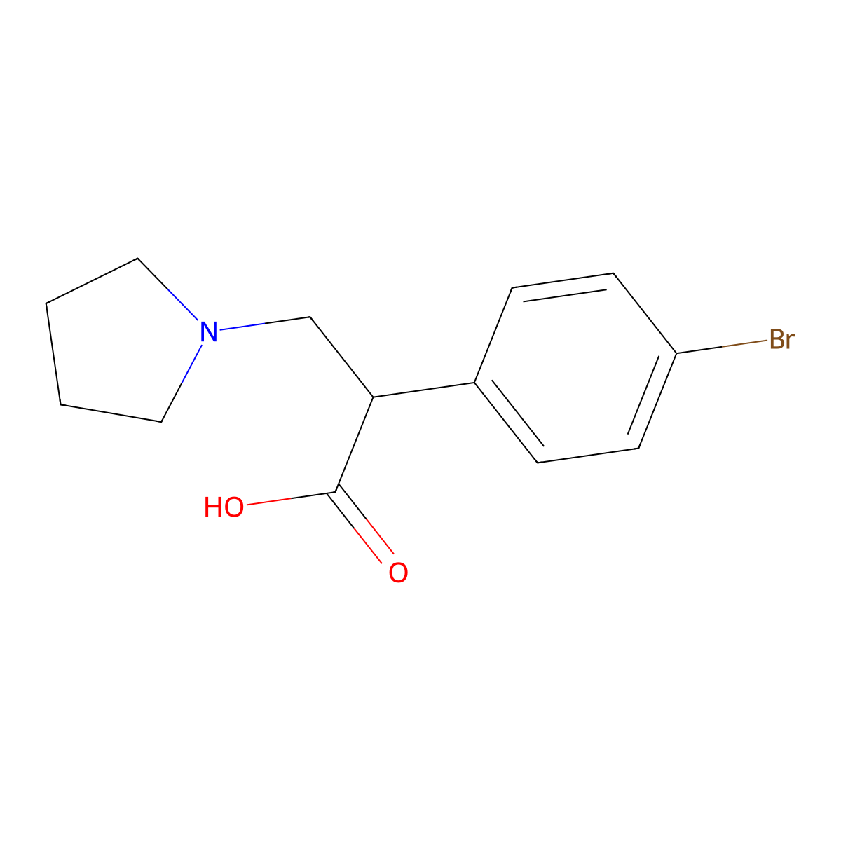 2-(4-Bromophenyl)-3-(pyrrolidin-1-yl)propanoic acid molecular structure, CAS 1226314-45-9