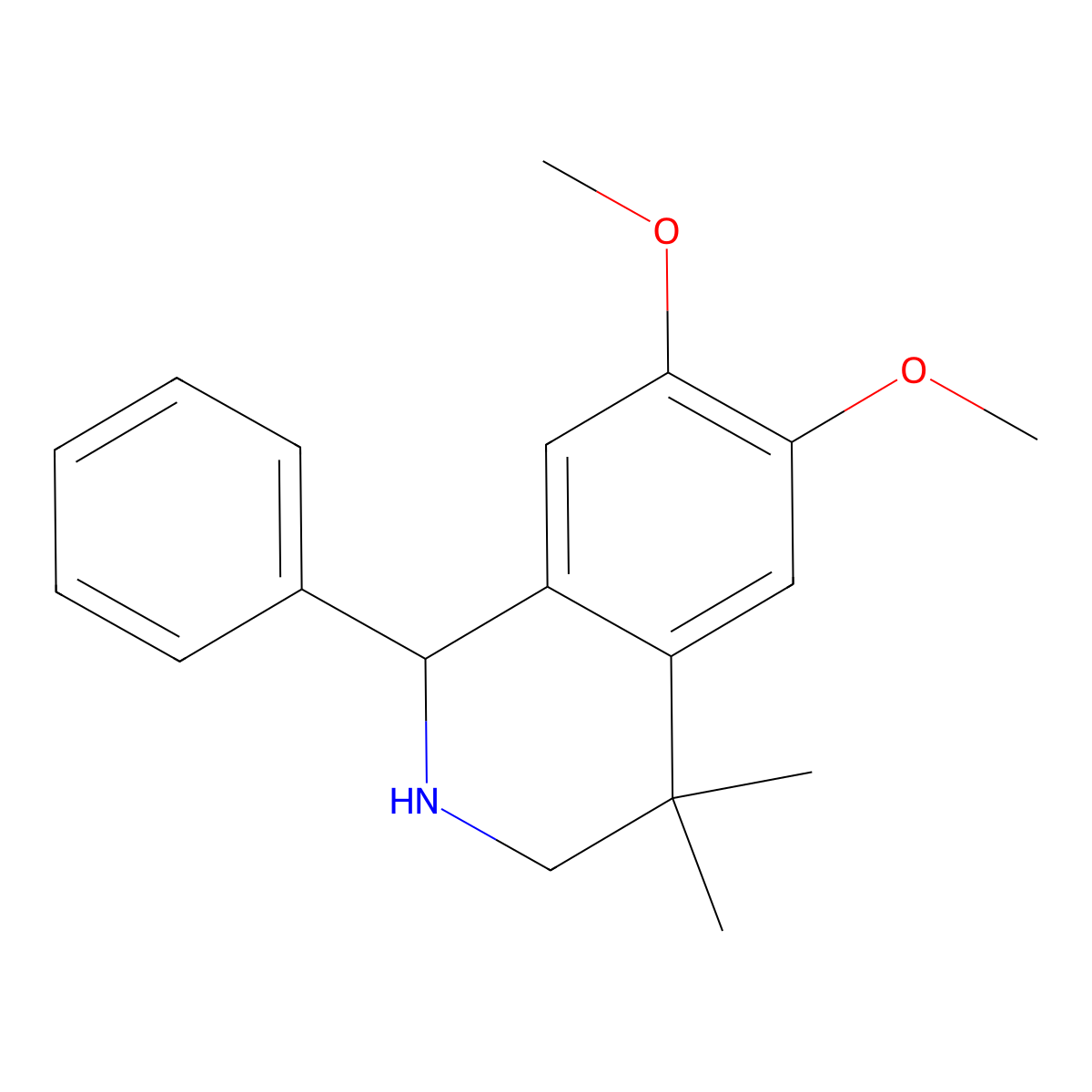 6,7-Dimethoxy-4,4-dimethyl-1-phenyl-1,2,3,4-tetrahydroisoquinoline molecular structure, CAS 1226314-96-0