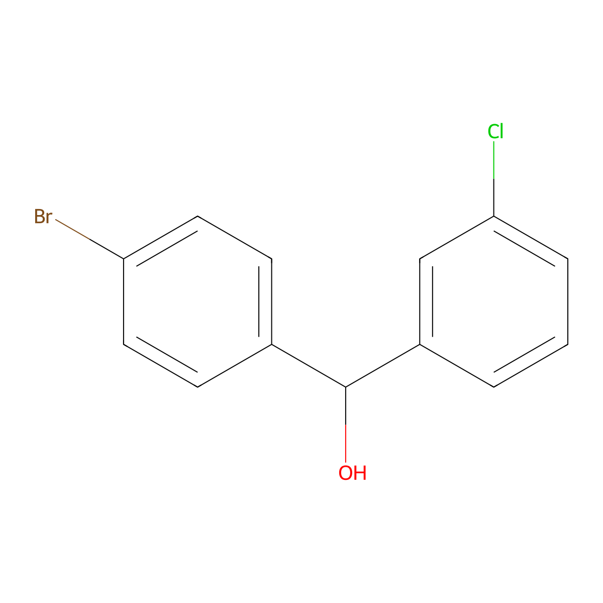 (4-Bromophenyl)(3-chlorophenyl)methanol molecular structure, CAS 1226317-15-2