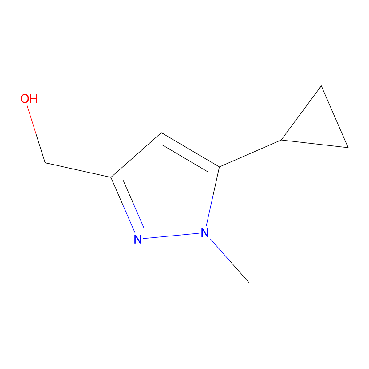 (5-cyclopropyl-1-methyl-1H-pyrazol-3-yl)methanol molecular structure, CAS 1226334-07-1