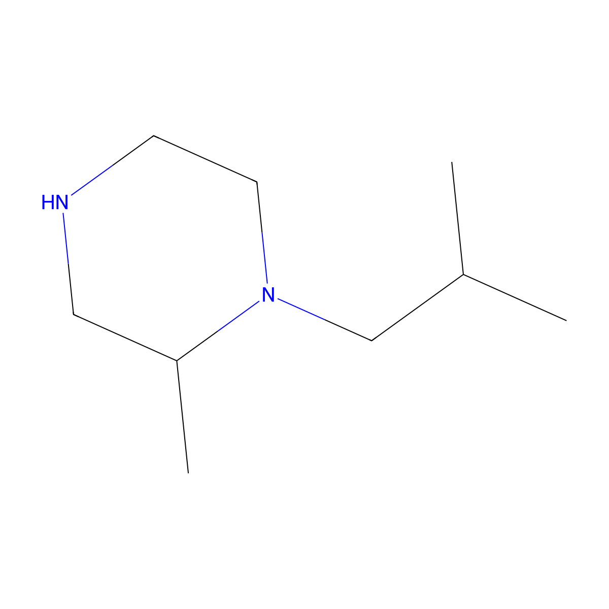 2-Methyl-1-(2-methylpropyl)piperazine molecular structure, CAS 1226336-30-6