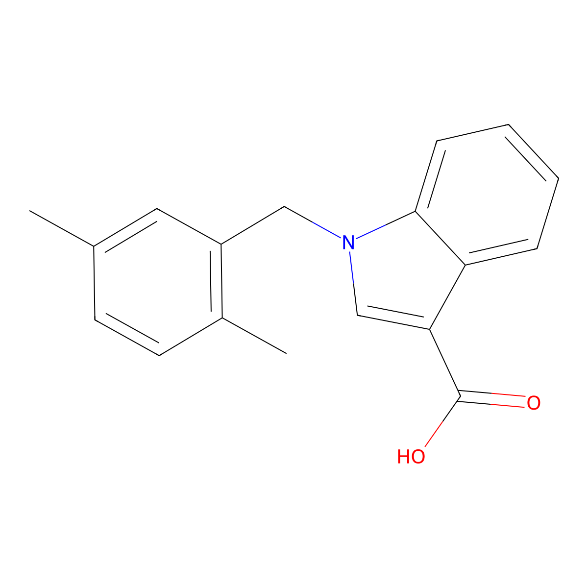 1-(2,5-dimethylbenzyl)-1H-indole-3-carboxylic acid molecular structure, CAS 1226338-11-9