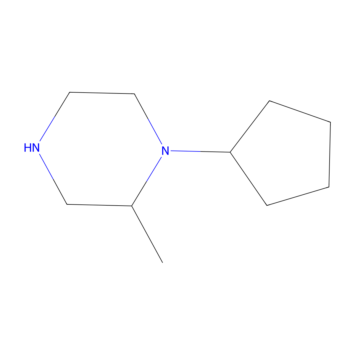1-Cyclopentyl-2-methylpiperazine molecular structure, CAS 1226365-46-3