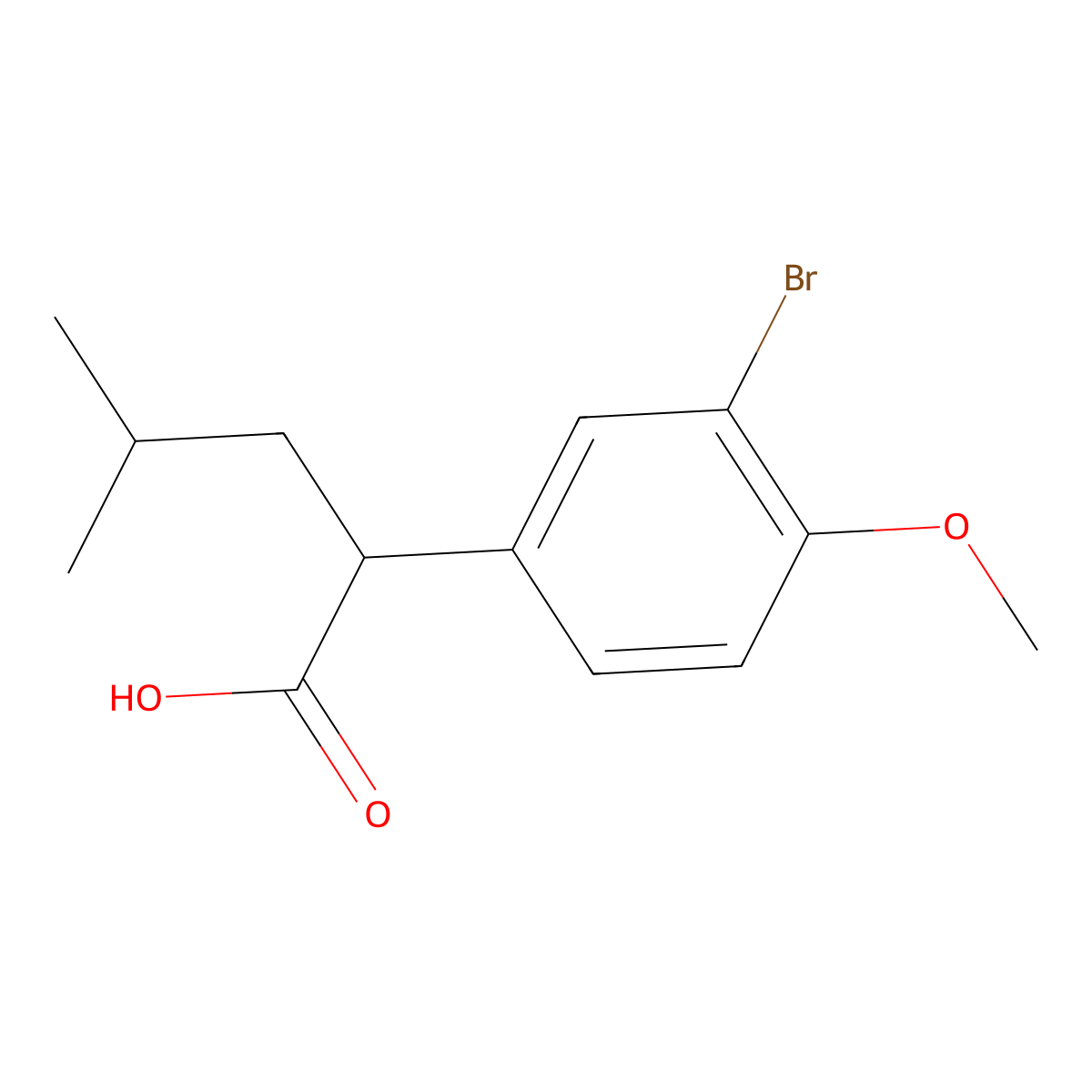 2-(3-Bromo-4-methoxyphenyl)-4-methylpentanoic acid molecular structure, CAS 1226375-23-0