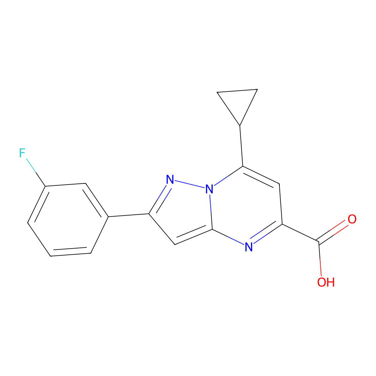 7-Cyclopropyl-2-(3-fluorophenyl)pyrazolo[1,5-a]pyrimidine-5-carboxylic acid molecular structure, CAS 1226379-06-1