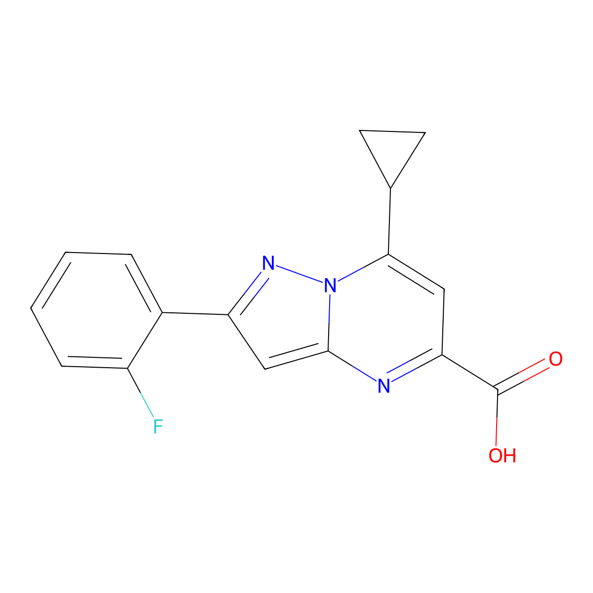 7-Cyclopropyl-2-(2-fluorophenyl)pyrazolo[1,5-a]pyrimidine-5-carboxylic acid molecular structure, CAS 1226379-36-7