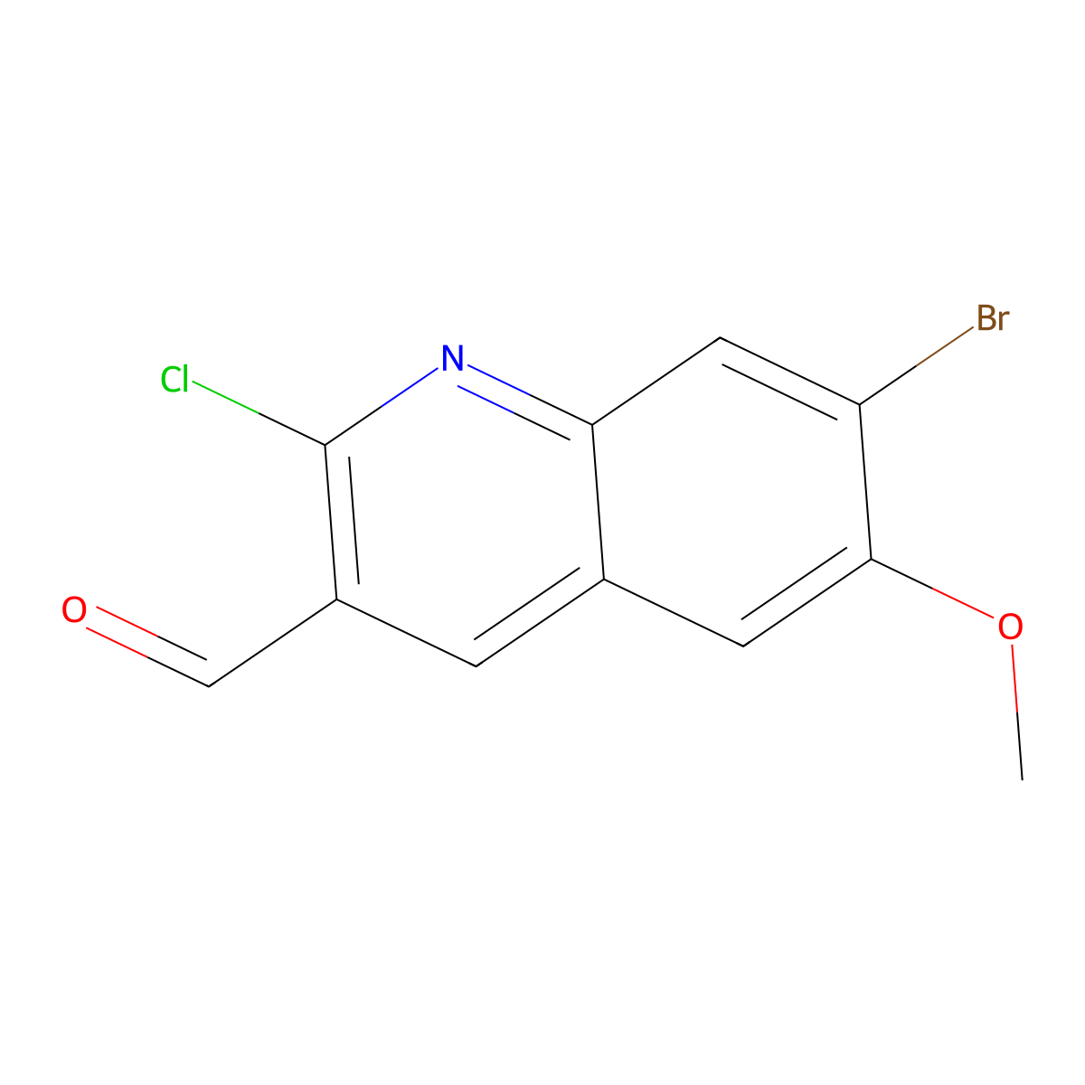 7-Bromo-2-chloro-6-methoxyquinoline-3-carbaldehyde molecular structure, CAS 1226379-73-2