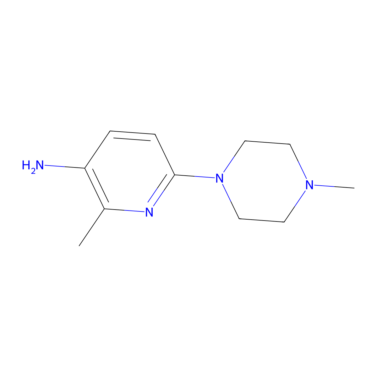 2-Methyl-6-(4-methylpiperazin-1-yl)pyridin-3-amine molecular structure, CAS 1226382-29-1