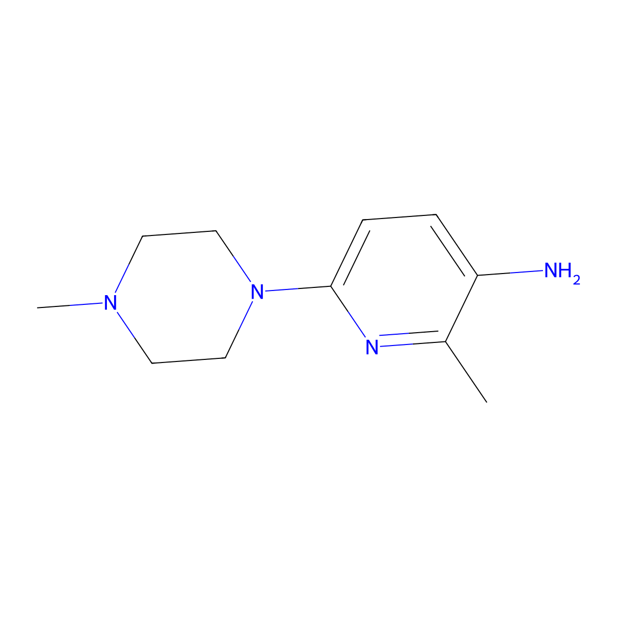 2-Methyl-6-(4-methylpiperazin-1-yl)pyridin-3-amine molecular structure, CAS 1226382-29-1