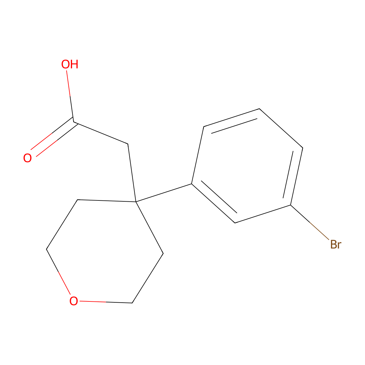 2-[4-(3-Bromophenyl)-tetrahydro-2H-pyran-4-yl]acetic acid molecular structure, CAS 1226383-77-2