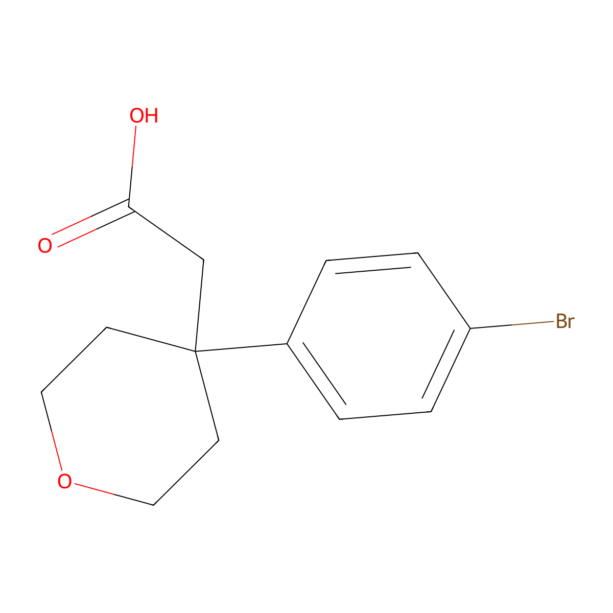 2-[4-(4-Bromophenyl)-tetrahydro-2H-pyran-4-yl]acetic acid molecular structure, CAS 1226383-83-0