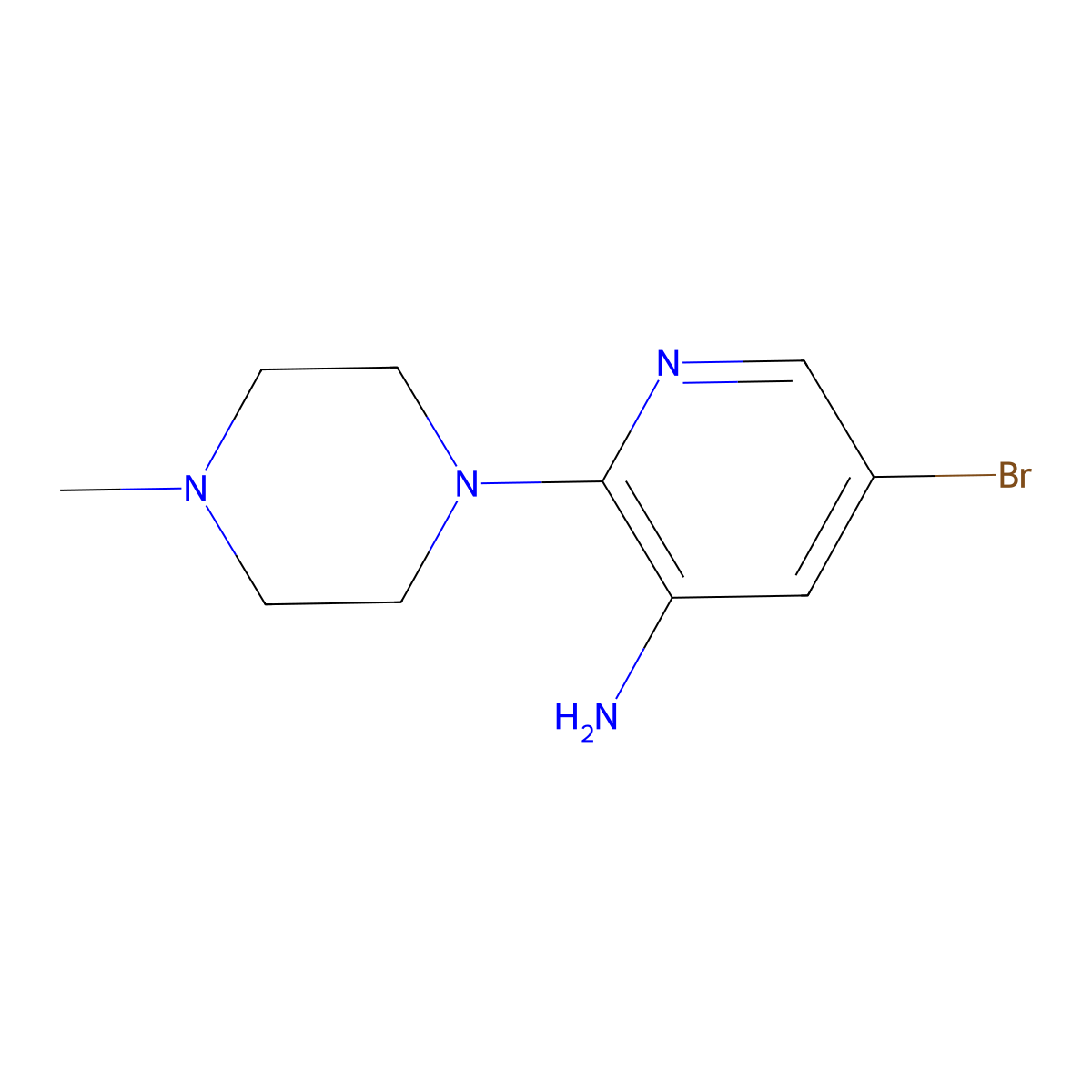 5-Bromo-2-(4-methylpiperazin-1-yl)pyridin-3-amine molecular structure, CAS 1226389-57-6