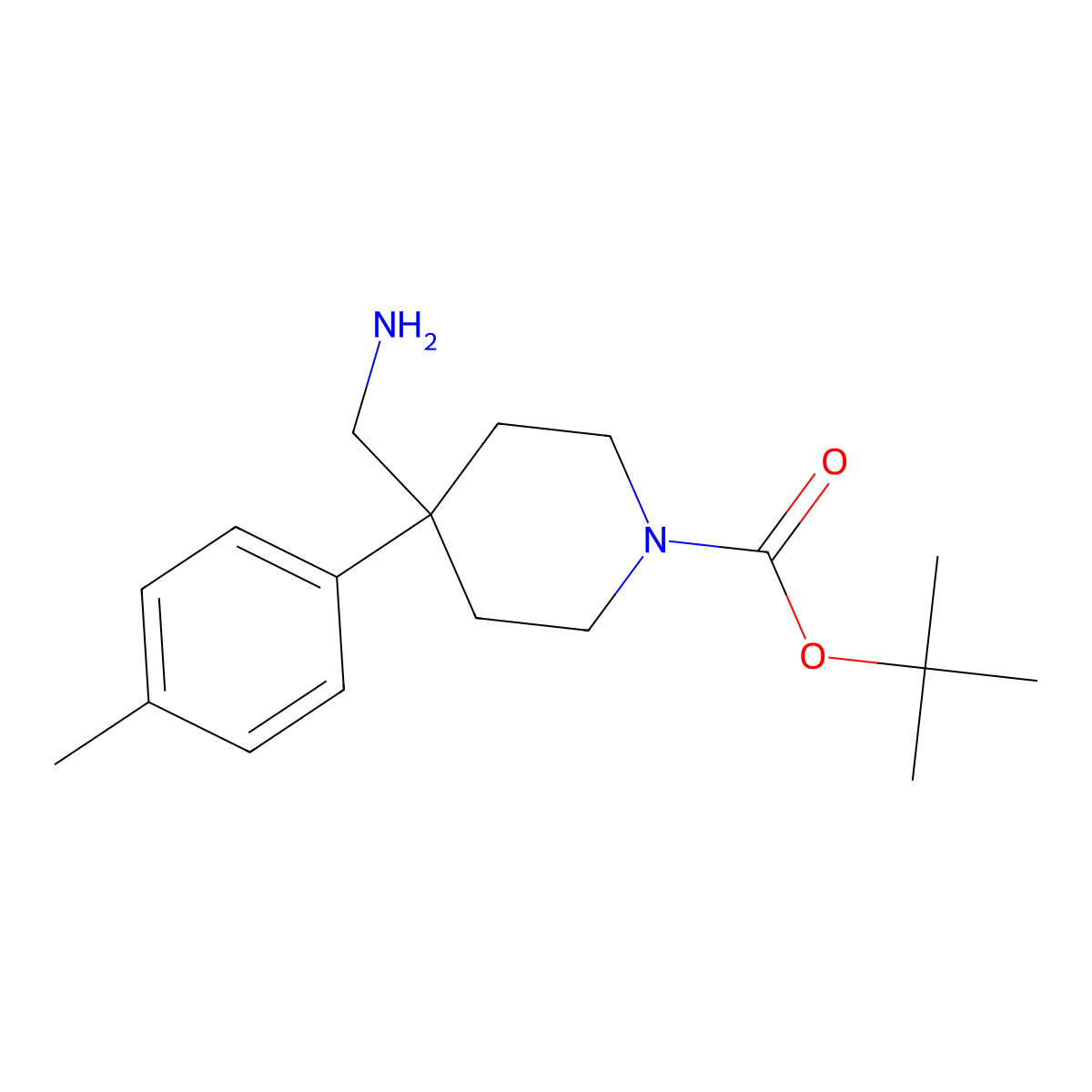 1-Boc-4-(4-methylphenyl)-4-(aminomethyl)piperidine molecular structure, CAS 1226398-13-5