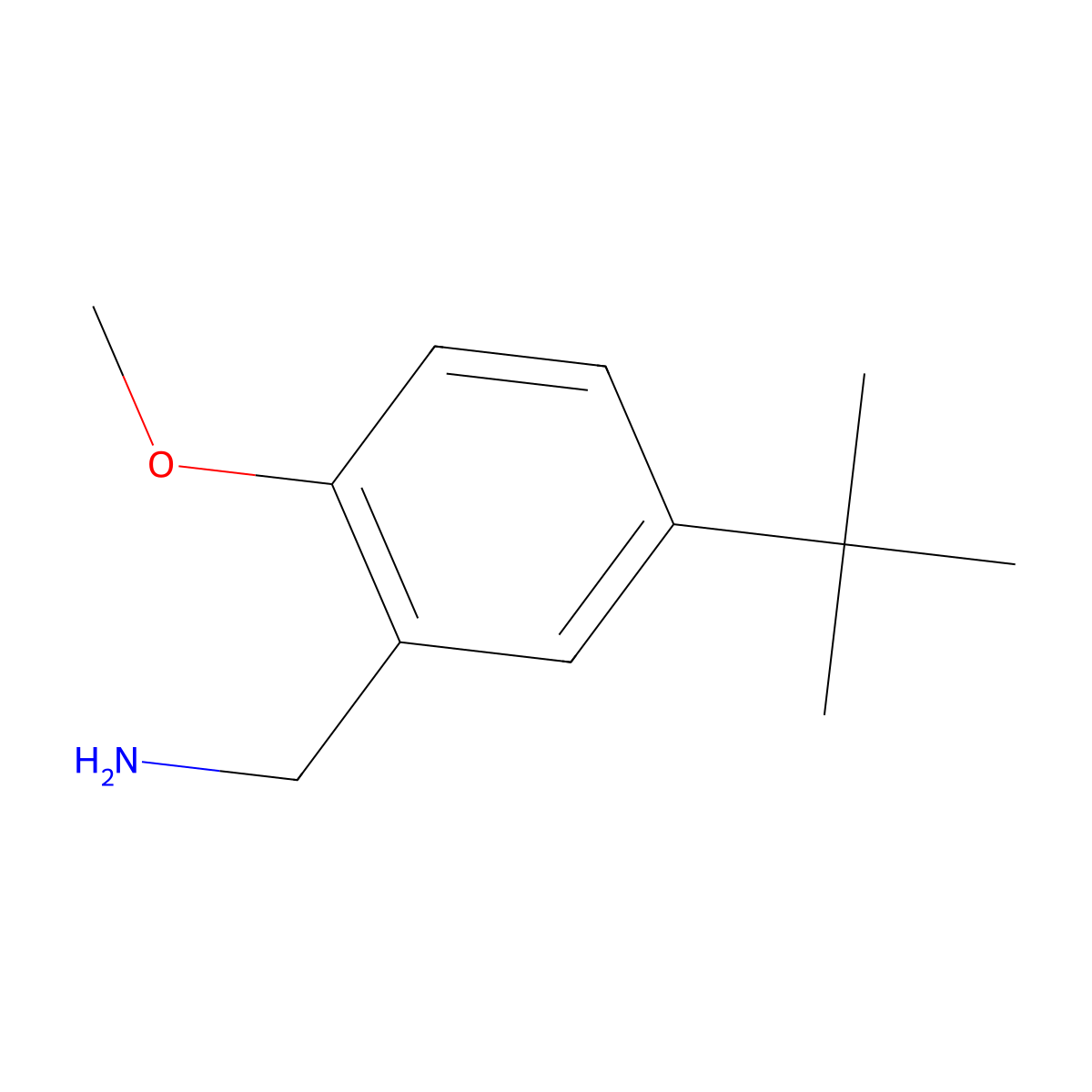 (5-(Tert-butyl)-2-methoxyphenyl)methanamine molecular structure, CAS 1226409-70-6
