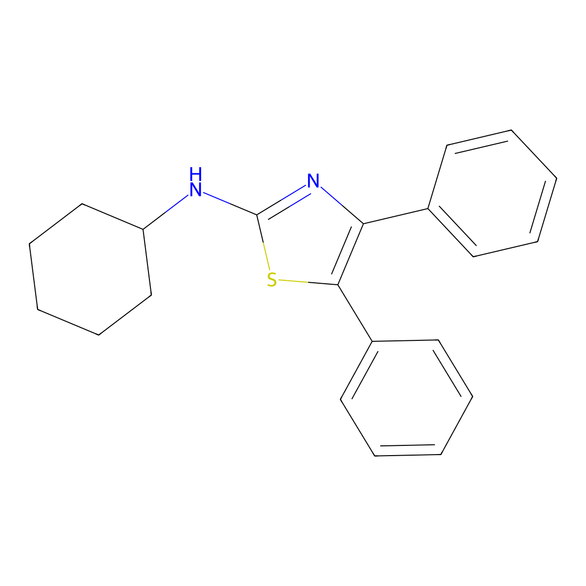 2-Thiazolamine, N-cyclohexyl-4,5-diphenyl- molecular structure, CAS 122641-43-4