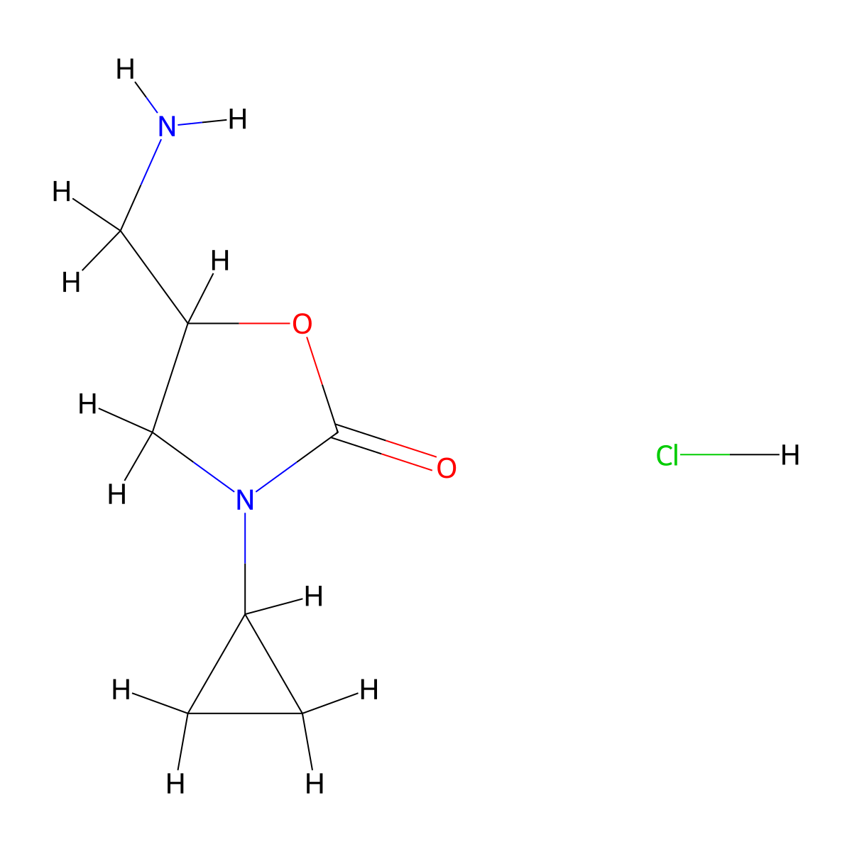 5-(Aminomethyl)-3-cyclopropyl-1,3-oxazolidin-2-one hydrochloride molecular structure, CAS 1226416-39-2