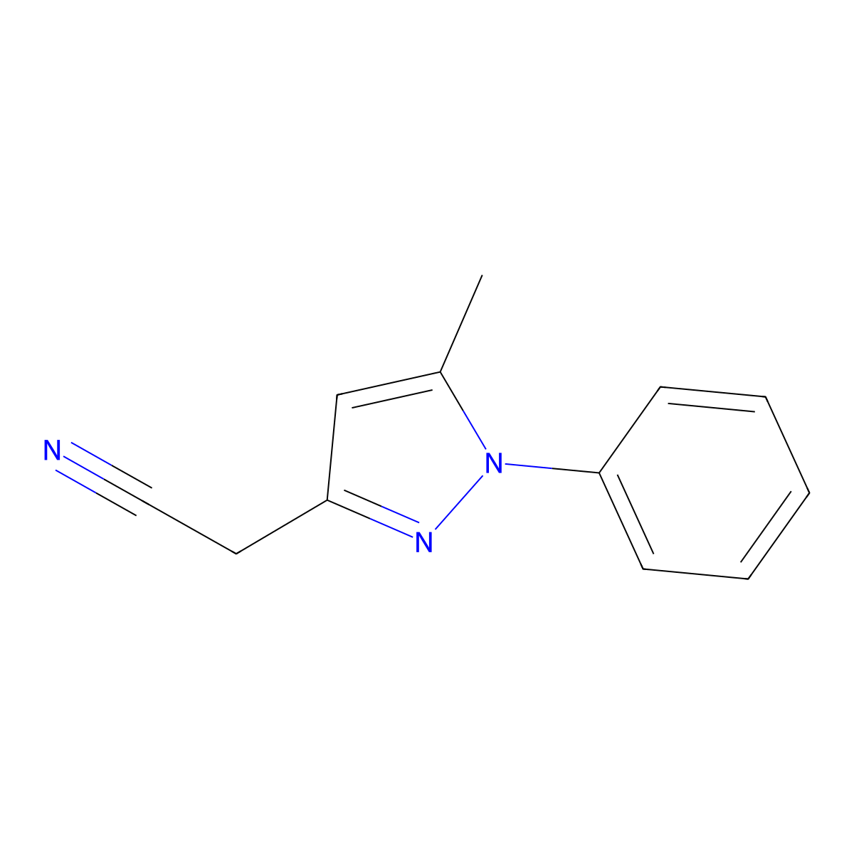 2-(5-methyl-1-phenyl-1H-pyrazol-3-yl)acetonitrile molecular structure, CAS 1226419-40-4