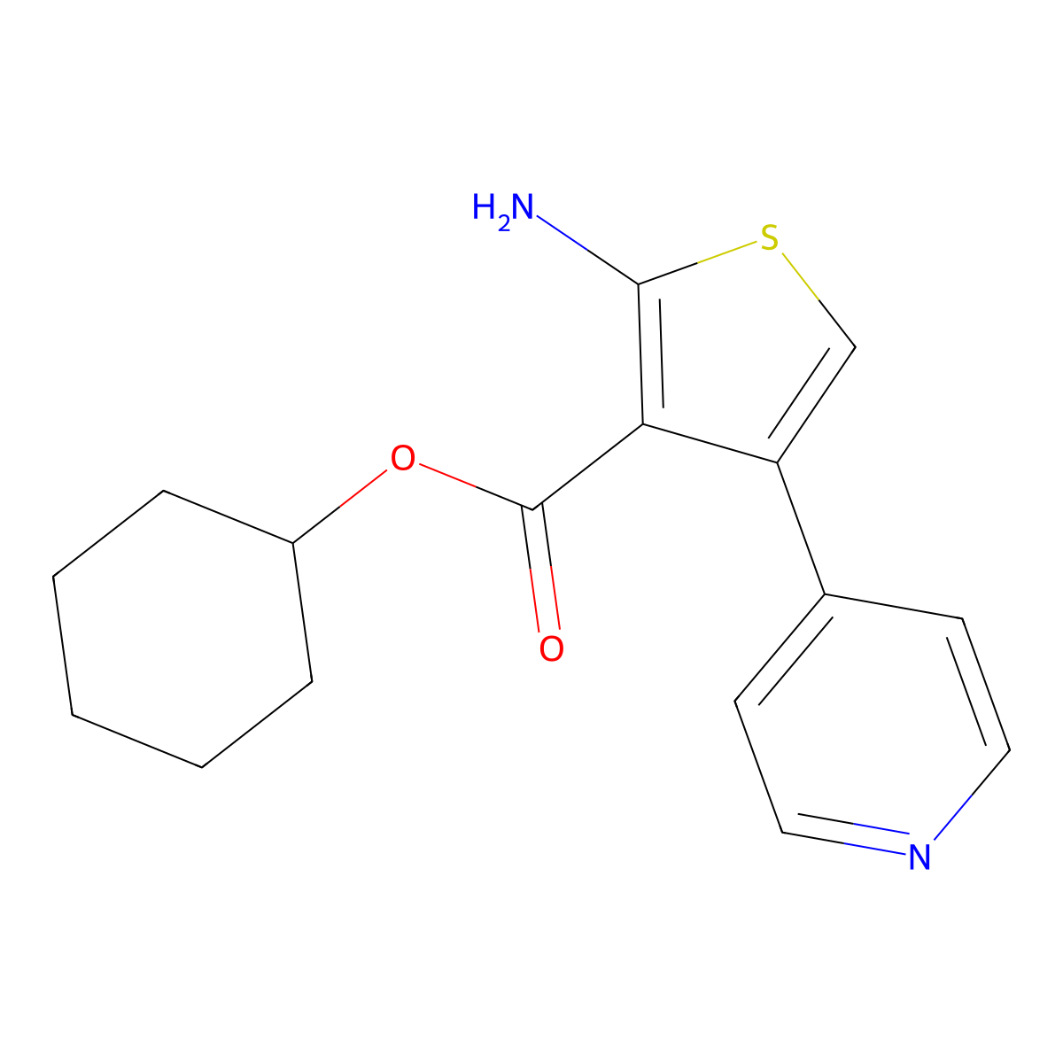 Cyclohexyl 2-amino-4-(pyridin-4-yl)thiophene-3-carboxylate molecular structure, CAS 1226423-32-0
