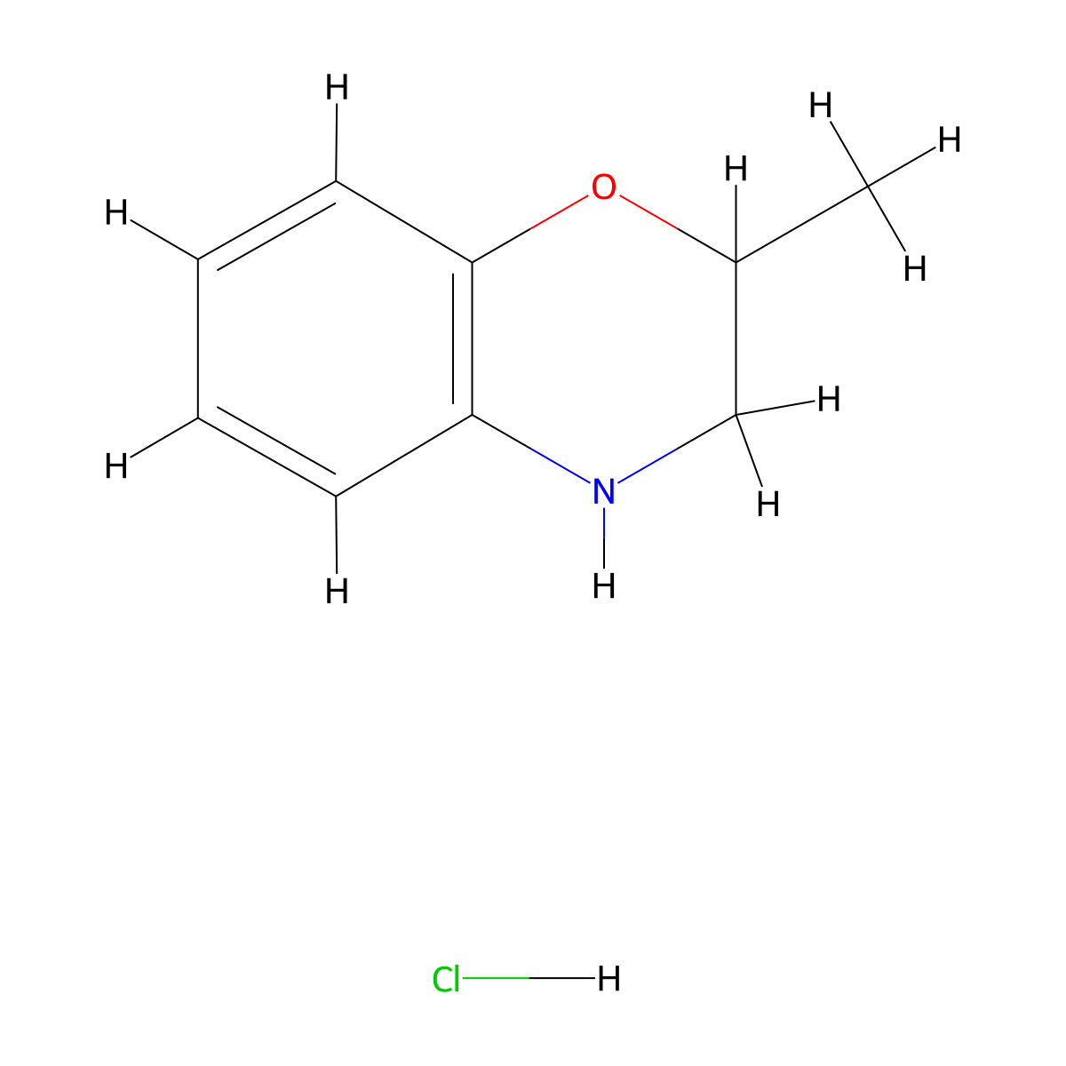 2-methyl-3,4-dihydro-2H-1,4-benzoxazine hydrochloride molecular structure, CAS 1226426-70-5