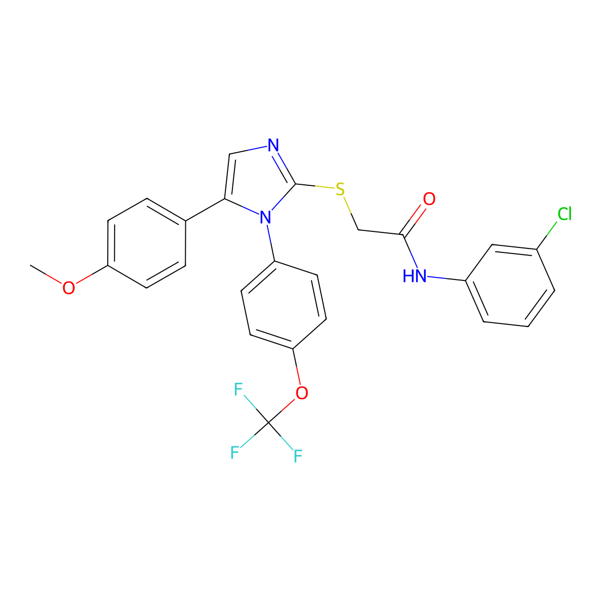 N-(3-chlorophenyl)-2-((5-(4-methoxyphenyl)-1-(4-(trifluoromethoxy)phenyl)-1H-imidazol-2-yl)thio)acetamide molecular structure, CAS 1226426-77-2