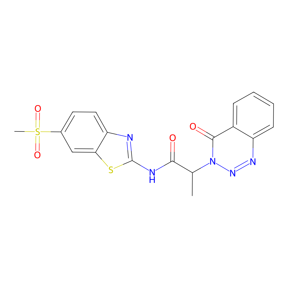 N-(6-(methylsulfonyl)benzo[d]thiazol-2-yl)-2-(4-oxobenzo[d][1,2,3]triazin-3(4H)-yl)propanamide molecular structure, CAS 1226426-81-8