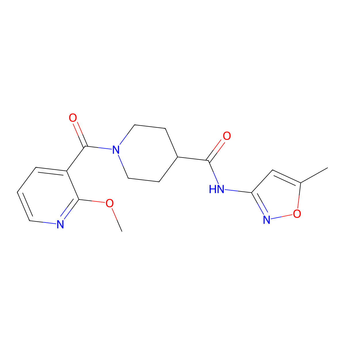 1-(2-methoxynicotinoyl)-N-(5-methylisoxazol-3-yl)piperidine-4-carboxamide molecular structure, CAS 1226426-85-2