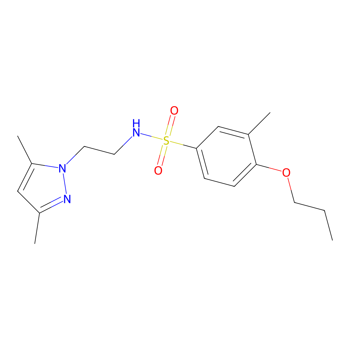 N-(2-(3,5-dimethyl-1H-pyrazol-1-yl)ethyl)-3-methyl-4-propoxybenzenesulfonamide molecular structure, CAS 1226426-95-4