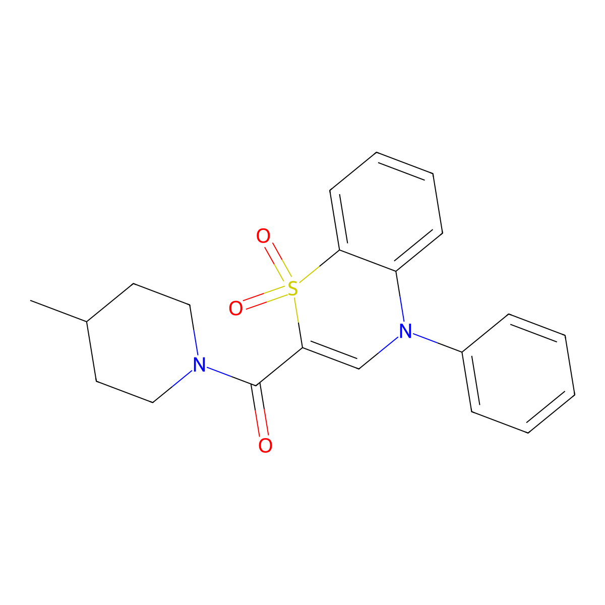 (1,1-dioxido-4-phenyl-4H-1,4-benzothiazin-2-yl)(4-methylpiperidin-1-yl)methanone molecular structure, CAS 1226426-97-6