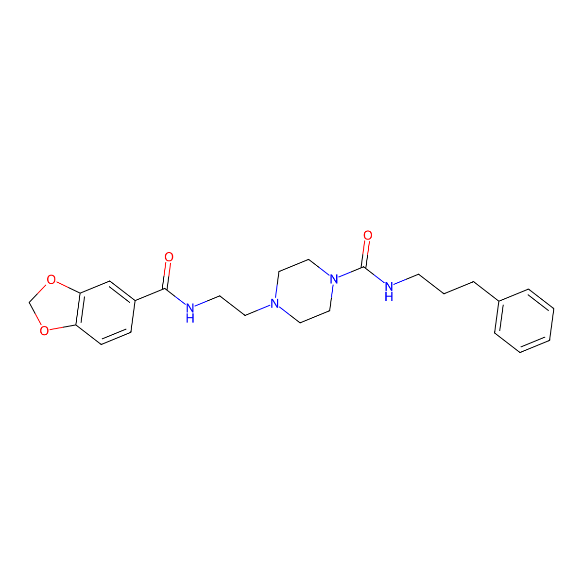4-(2-(benzo[d][1,3]dioxole-5-carboxamido)ethyl)-N-(3-phenylpropyl)piperazine-1-carboxamide molecular structure, CAS 1226427-01-5
