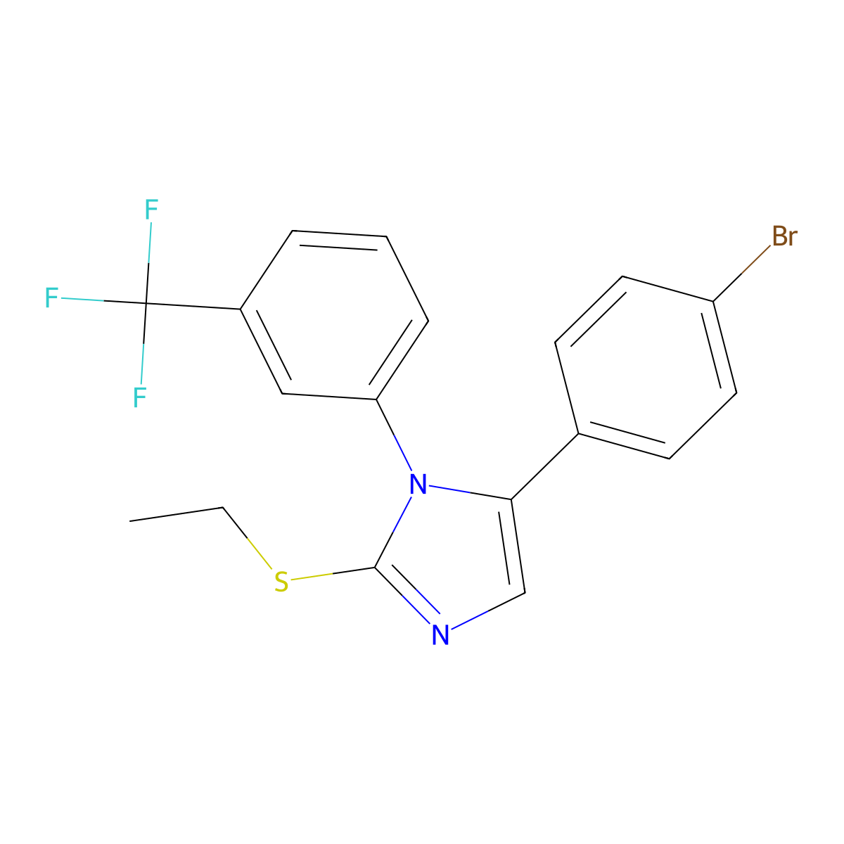 5-(4-bromophenyl)-2-(ethylthio)-1-(3-(trifluoromethyl)phenyl)-1H-imidazole molecular structure, CAS 1226427-02-6