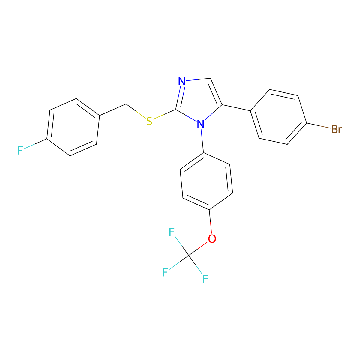 5-(4-bromophenyl)-2-((4-fluorobenzyl)thio)-1-(4-(trifluoromethoxy)phenyl)-1H-imidazole molecular structure, CAS 1226427-03-7