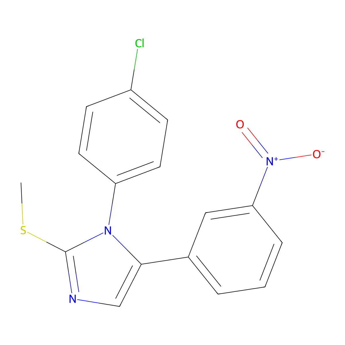1-(4-chlorophenyl)-2-(methylthio)-5-(3-nitrophenyl)-1H-imidazole molecular structure, CAS 1226427-11-7