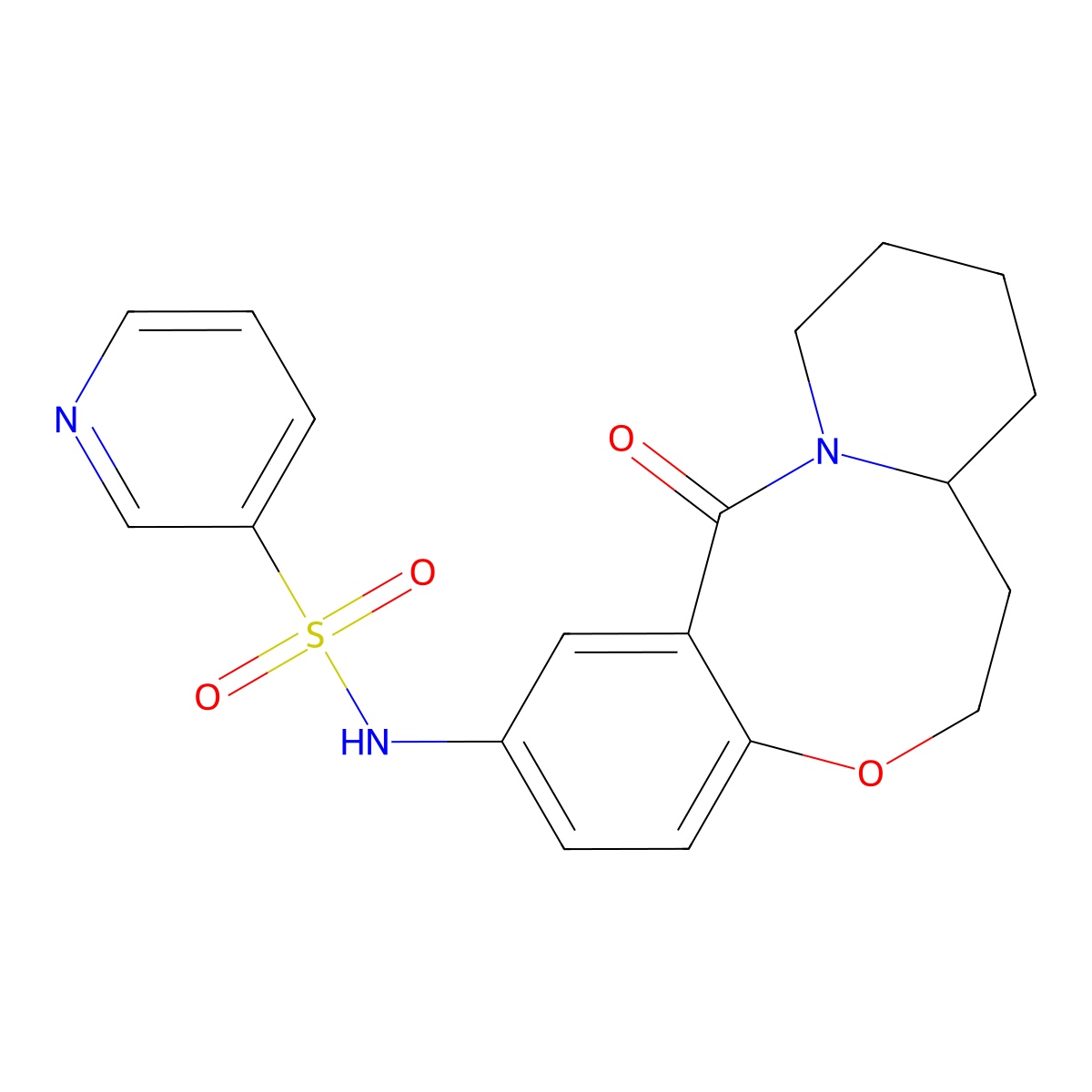 N-{2-oxo-9-oxa-1-azatricyclo[10.4.0.0^{3,8}]hexadeca-3,5,7-trien-5-yl}pyridine-3-sulfonamide molecular structure, CAS 1226427-12-8