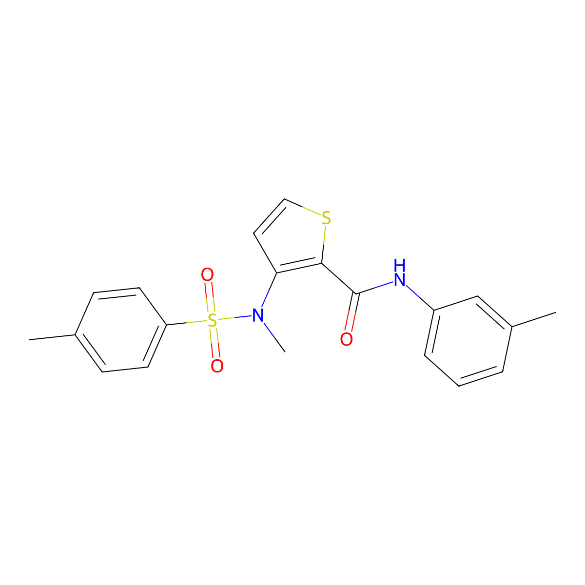 3-(N-methyl4-methylbenzenesulfonamido)-N-(3-methylphenyl)thiophene-2-carboxamide molecular structure, CAS 1226427-13-9