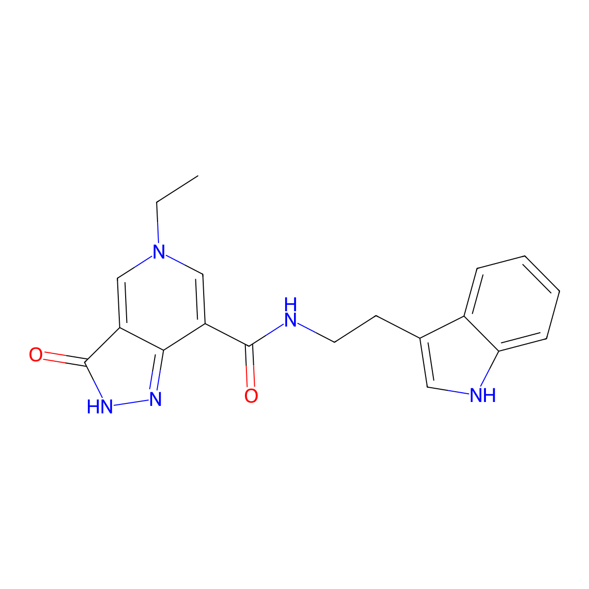 N-(2-(1H-indol-3-yl)ethyl)-5-ethyl-3-oxo-3,5-dihydro-2H-pyrazolo[4,3-c]pyridine-7-carboxamide molecular structure, CAS 1226427-14-0