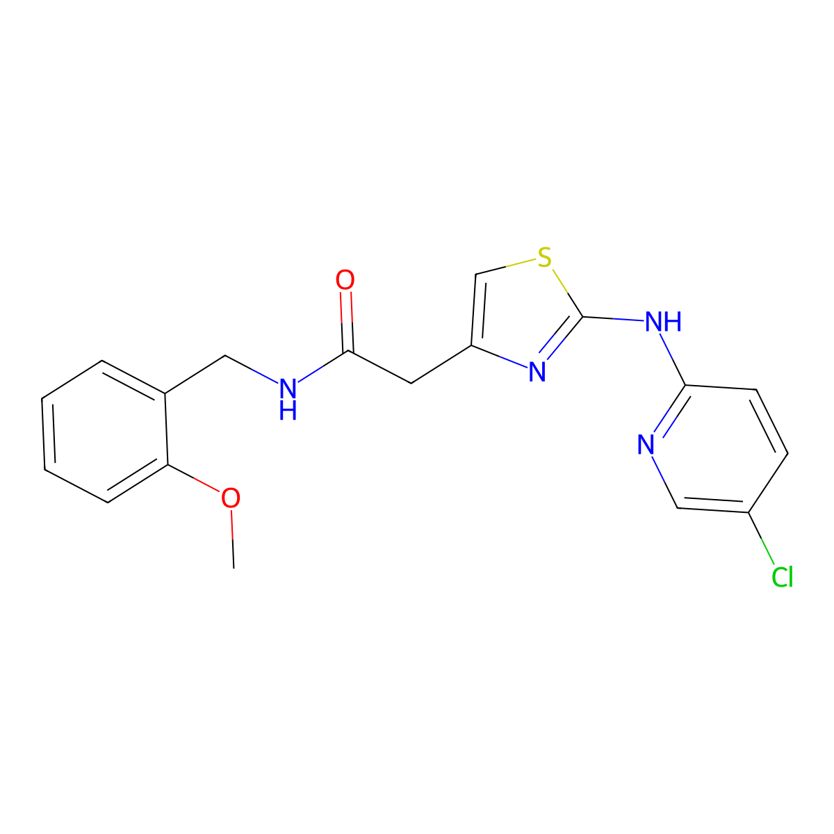 2-(2-((5-chloropyridin-2-yl)amino)thiazol-4-yl)-N-(2-methoxybenzyl)acetamide molecular structure, CAS 1226427-20-8