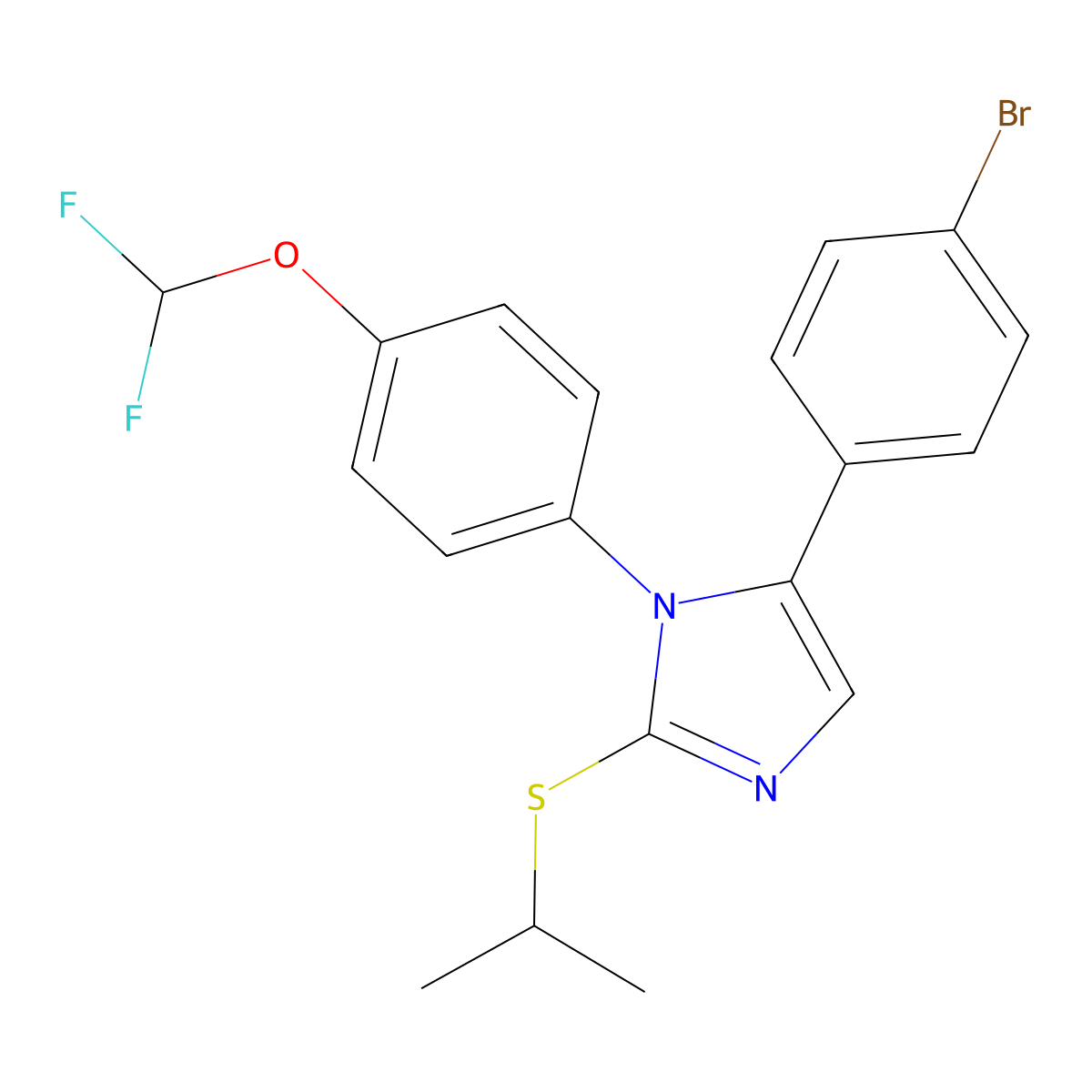 5-(4-bromophenyl)-1-(4-(difluoromethoxy)phenyl)-2-(isopropylthio)-1H-imidazole molecular structure, CAS 1226427-26-4