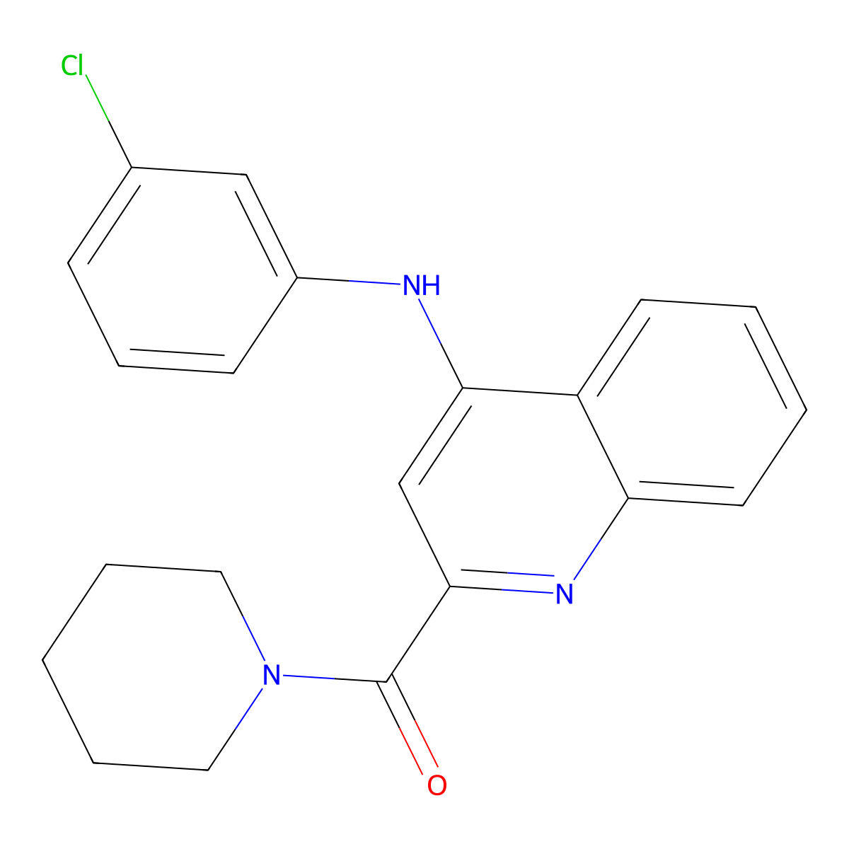 N-(3-chlorophenyl)-2-(piperidine-1-carbonyl)quinolin-4-amine molecular structure, CAS 1226427-31-1